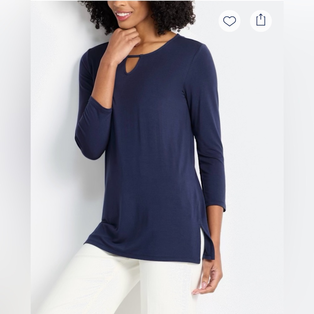 Market & Spruce Deep Blue Keyhole Tunic